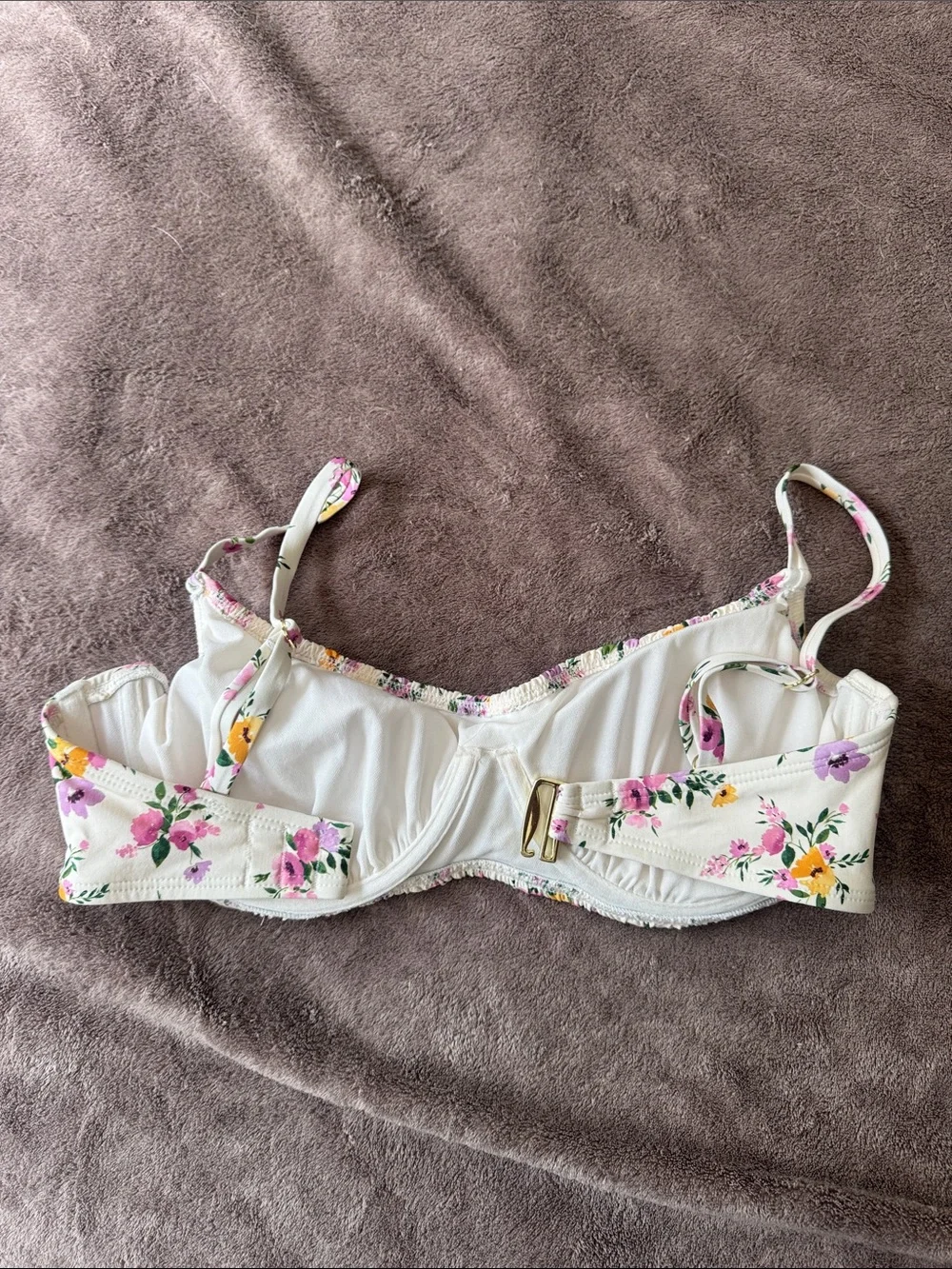 Floral Cream Underwire Bikini Top - Women's Swim